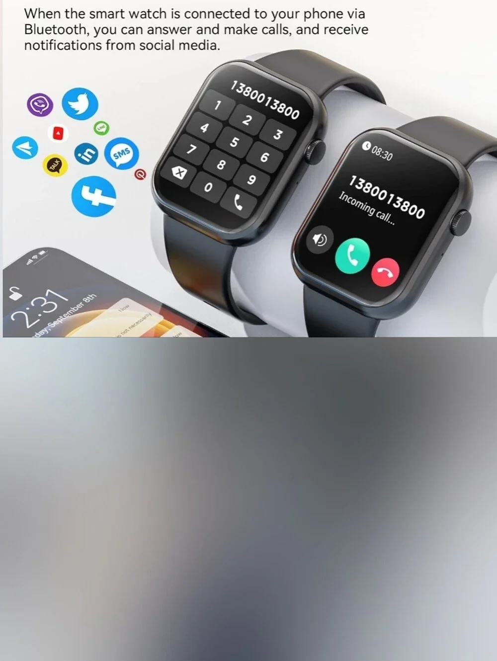 Smart Watch (Answer/Make Call) 1.85inch for Men Women Android / iOS